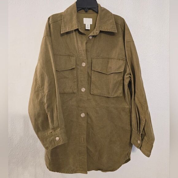 H&M Green Utility Oversized Shacket Size XS - Picture 2 of 13